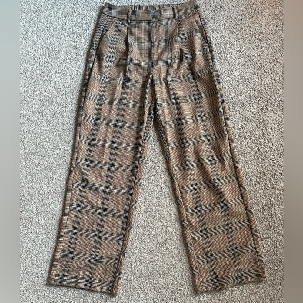 Old Navy Tan and Black Plaid Trousers